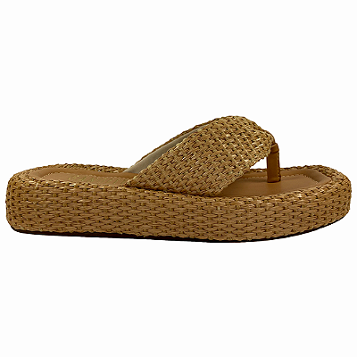 (Z6290-31255)Flatform Caramelo Tira Trançada Artesanal  Natural