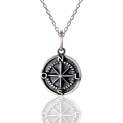 Kit Pingente Rosa dos Ventos + Corrente Cadeado 60cm(1,3mm)