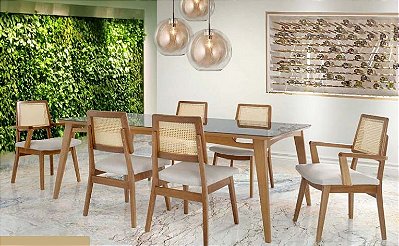 Conjunto Mesa de Jantar Vogue com 08 Cadeiras - Sylvia Design