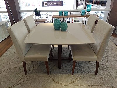 Conjunto Mesa de Jantar Vogue com 08 Cadeiras - Sylvia Design