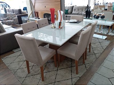 Conjunto Mesa de Jantar Vogue com 08 Cadeiras - Sylvia Design