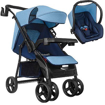 Carrinho de Bebe Tutti Baby Nivo Azul com Bebe Conforto