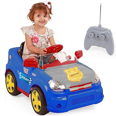 Carro Eletrico com Controle XPlast Sout Car 6V Police Azul