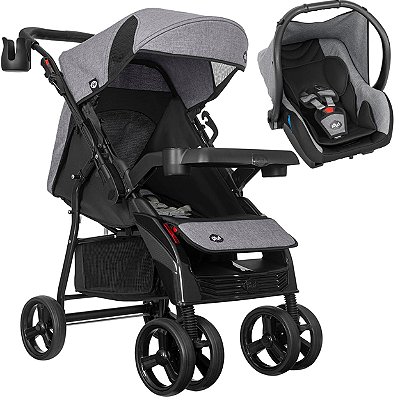 Carrinho de Bebe com Bebe Conforto Tutti Baby Silver Nivo