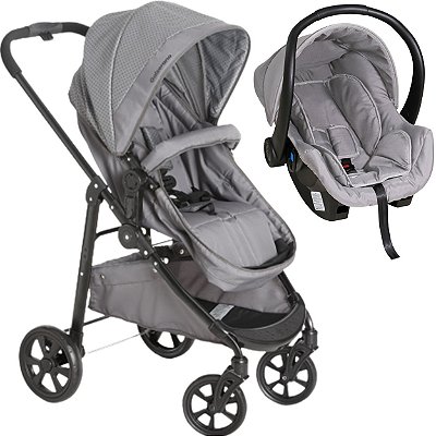 Carrinho de Bebe com Bebe Conforto Galzerano Olympus Cinza