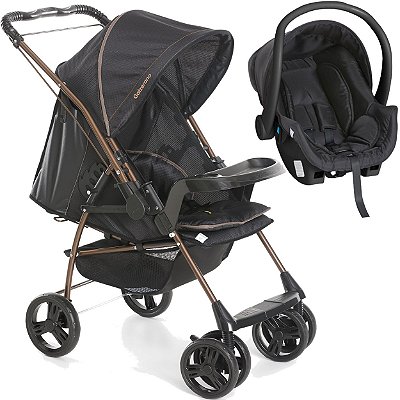 Carrinho de Bebe Bebe Conforto Galzerano Milano Preto Cobre