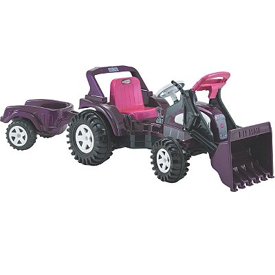 Trator Eletrico Biemme Big Lady Boss 12V com Pa Caçamba Pink