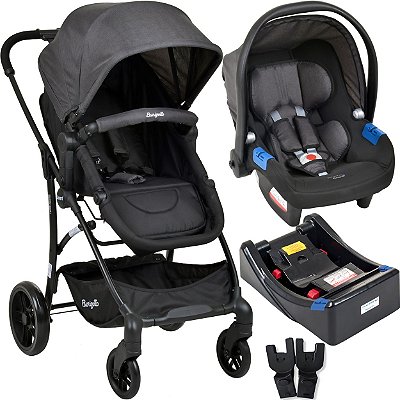 Carrinho com Bebe Conforto e Base Burigotto Convert Dark Grey