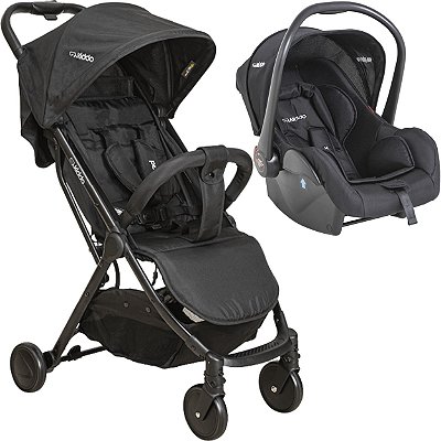 Carrinho de Bebe Compacto com Bebe Conforto Kiddo Road Preto