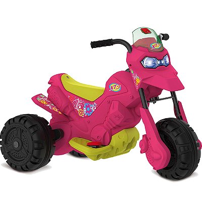 Moto Eletrica Infantil Bandeirante XT3 6V Pink Rosa Meninas