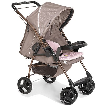 Carrinho de Bebe Reversivel Galzerano Milano Cappuccino Rosa