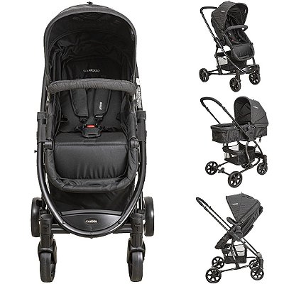 Carrinho de Bebe Moises com Bebe Conforto Kiddo Prima Preto