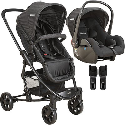 Carrinho de Bebe Moises com Bebe Conforto Kiddo Prima Preto