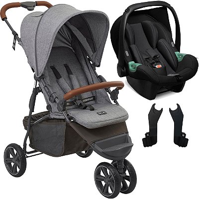 Carrinho de Bebe com Bebe Conforto Galzerano San Remo Cinza - Maçã Verde  Baby