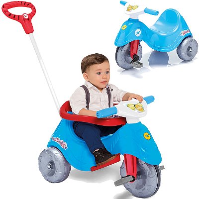 Carrinho de Passeio e Pedal para Bebe Calesita Lelecita Azul