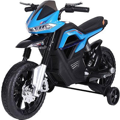 Moto Eletrica Infantil Belfix Big Trail Sport 6V Azul Rodinhas