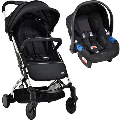 Carrinho de Bebe com Bebe Conforto Burigotto Zap Metal Prata