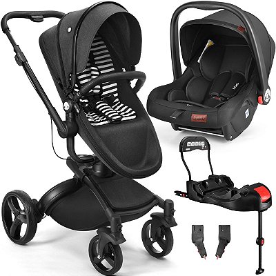 Carrinho de Bebe Litet Candy X Bebe Conforto Base ISOFIX Preto