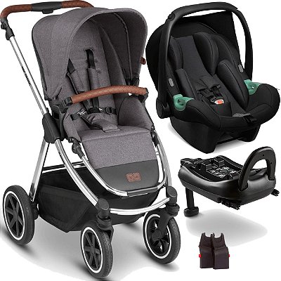 Carrinho com Bebe Conforto Base ISOFIX ABC Design Samba Asphalt