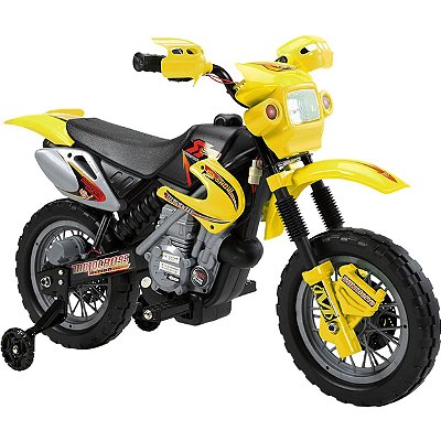 Moto Eletrica Infantil Belfix Motocross Action Show 6V Amarelo