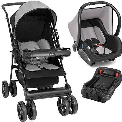 Carrinho com Bebe Conforto Base Tutti Baby Solare Preto Cinza