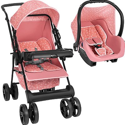 Carrinho de Bebe com Bebe Conforto Tutti Baby Solare Rosa Coroa