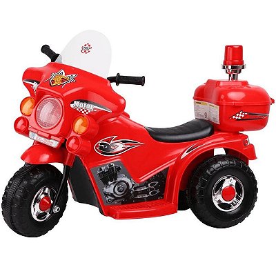 Moto Eletrica Infantil Policia Shiny Toys Motor 6V Vermelha