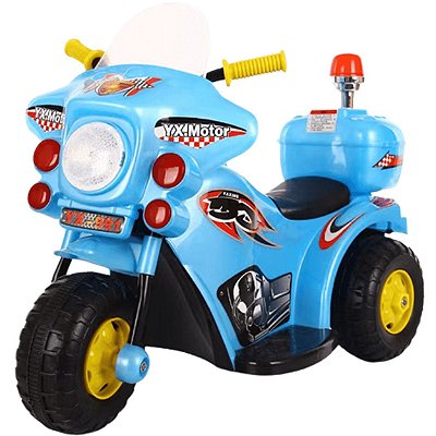 Moto Eletrica Infantil Policia Shiny Toys Motorcycle 6V Azul