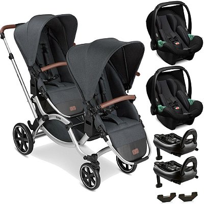 Carrinho com 2 Bebe Conforto 2 Base ISOFIX ABC Design Zoom Storm