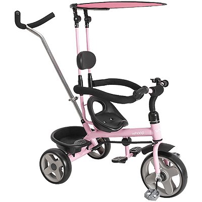 Triciclo Carrinho para Passeio e Pedal Kiddo Whoop Grow Rosa