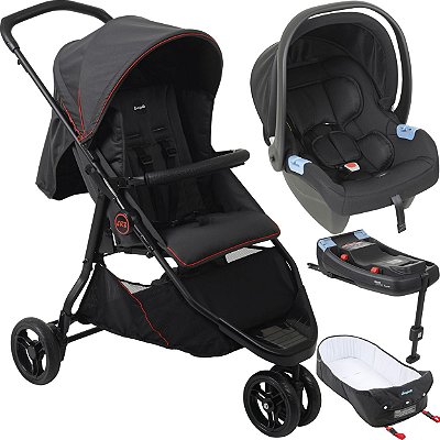 Carrinho Moises Bebe Conforto Base ISOFIX Burigotto CR3 Gray Red