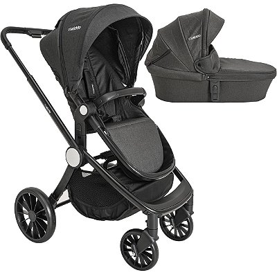 Carrinho de Bebe Passeio Berço Moises Kiddo Sunny Melange Preto