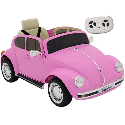Carro Eletrico Shiny Toys Volkswagen Fusca Beetle Rosa 12V CR