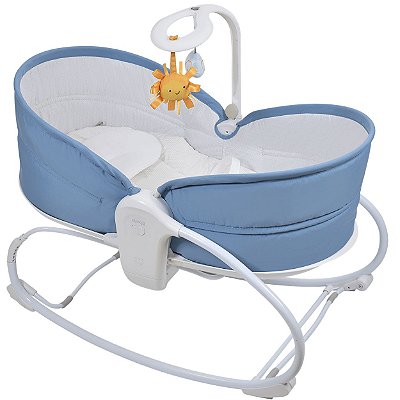 Cadeira Moises Berço com Vibração e Sons Clingo Aconchego Azul