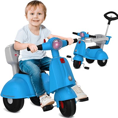 Triciclo Scooter Passeio e Pedal Bandeirante Banderetta Azul