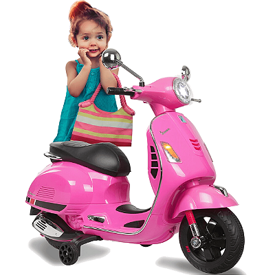 Moto Scooter Eletrica Infantil Zippy Toys Vespa GTS 6V Rosa