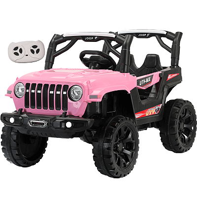 Carro Eletrico Bang Toys Jeep Rubicon UTV MX 12V Controle Rosa