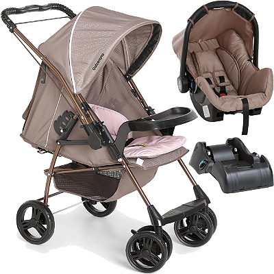 Carrinho de Bebe com Bebe Conforto Base Galzerano Milano Rosa
