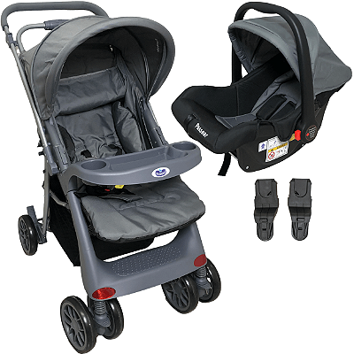 Carrinho de Bebe com Bebe Conforto Passear Baby Atena Cinza