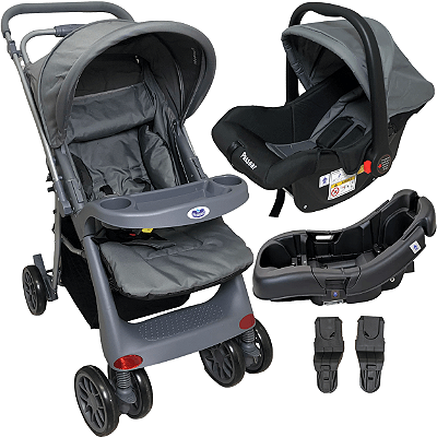Carrinho de Bebe Bebe Conforto Base Passear Baby Atena Cinza