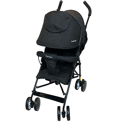 Carrinho de Bebe Passeio Guarda Chuva Passear Baby Alfa Preto