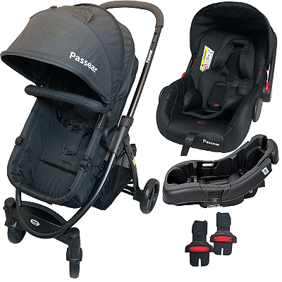 Carrinho de Bebe Bebe Conforto Base Passear Baby Jupiter Preto