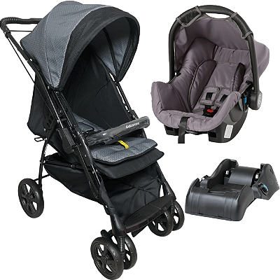 Carrinho Bebe Conforto Cinza Base Galzerano Maranello III Preto Cinza