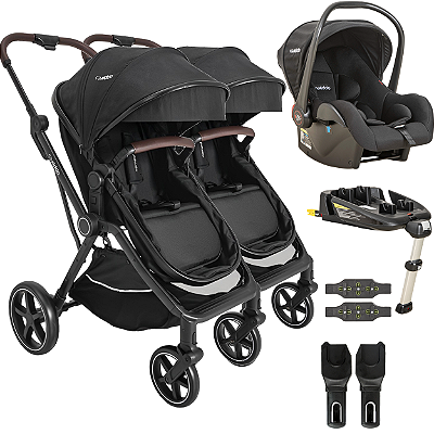 Carrinho Kiddo de Gemeos Bebe Conforto Base ISOFIX Nomad Preto