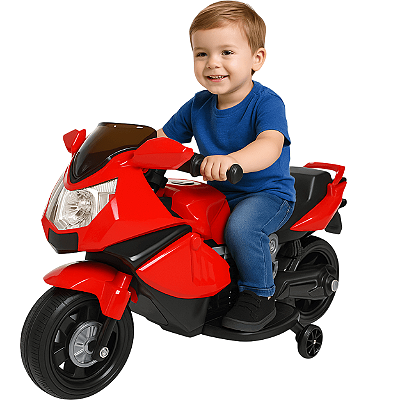 Mini Motinha Elétrica Infantil Importway Vermelho 6V Luzes LED e Som