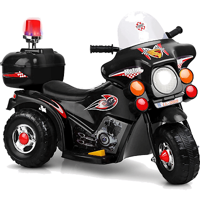 Moto Eletrica Infantil Policia Importway Motorcycle 6V Preta