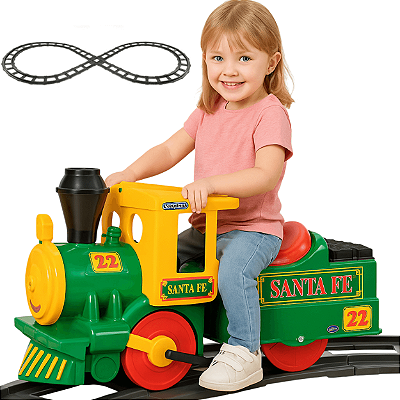Trem Infantil Eletrico Peg Perego Santa Fe 6V Conjunto de Trilhos
