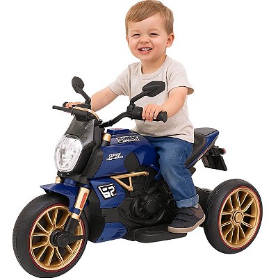 Moto Elétrica Infantil Biemme Power Trike Azul 12V