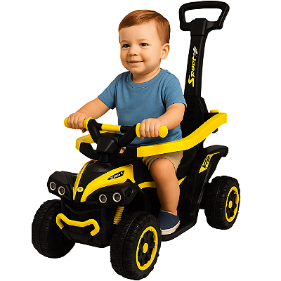 Carrinho de Passeio Andador Biemme Quadriciclo Quatri Push Amarelo