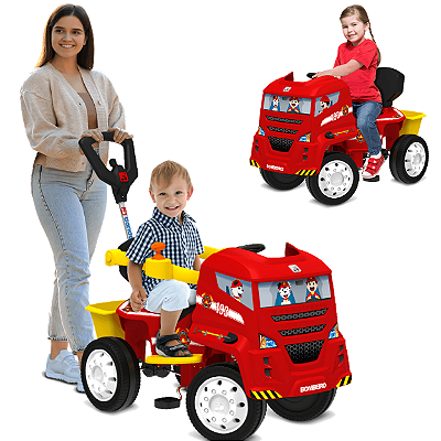 Caminhaozinho de Passeio Infantil 2 em 1 Pedal Vermelho Bandeirante